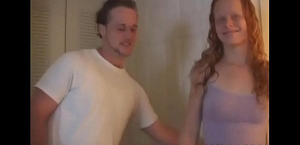  Busty legal age teenager sucks the cock then copulates like a whore